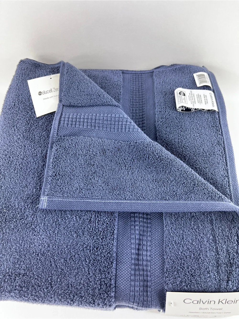 Calvin Klein Bath Towels Navy Blue Plush Zero Twist 100% Cotton 2 Pc Set NEW